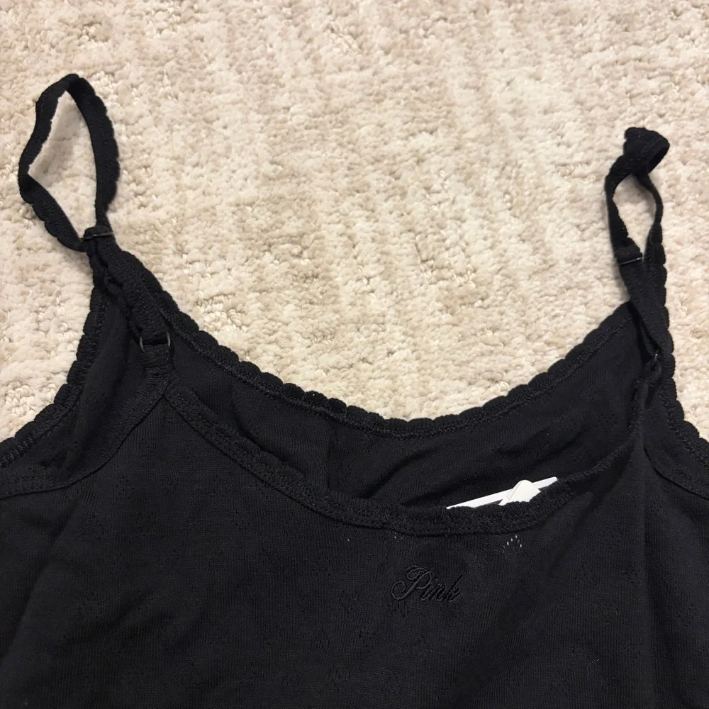 PINK Victoria's Secret Cotton Heart Pointelle Crop Top Black Pajama Set BNWT - Picture 9 of 12